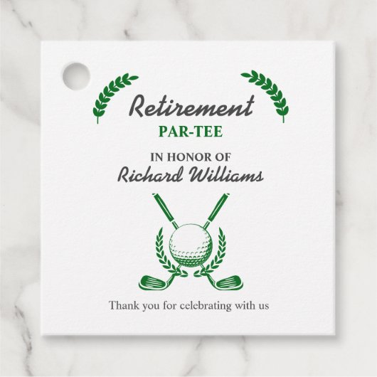 Elegant Retirement Golf Club krans thema feest Bedankjes Labels (Voorkant)