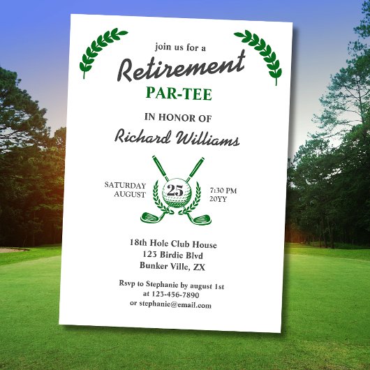 Elegant Retirement Golf Club krans thema feest Kaart