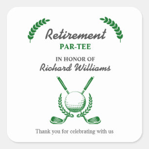 Elegant Retirement Golf Club krans thema feest Vierkante Sticker