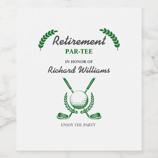Elegant Retirement Golf Club krans thema feest Wijn Etiket (Enkel label)