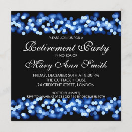 Elegant Retirement Party Blue Hollywood Glam Kaart