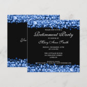 Elegant Retirement Party Blue Sparkles Kaart (Voorkant / Achterkant)