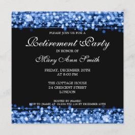 Elegant Retirement Party Blue Sparkles Kaart