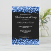 Elegant Retirement Party Blue Sparkles Kaart (Staand voorkant)