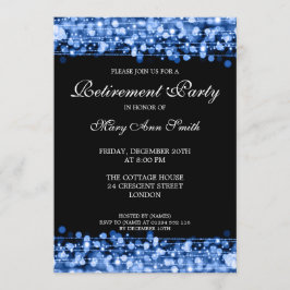 Elegant Retirement Party Blue Sparkles Kaart