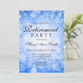 Elegant retirement Party Blue Winter Bokeh lampjes Kaart (Staand voorkant)
