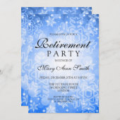 Elegant retirement Party Blue Winter Bokeh lampjes Kaart (Voorkant / Achterkant)