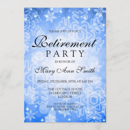 Elegant retirement Party Blue Winter Bokeh lampjes Kaart