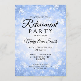 Elegant Retirement Party Blue Winter Wonderland Kaart