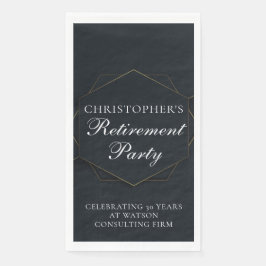 Elegant Retirement Party Customized Black Gold Servet