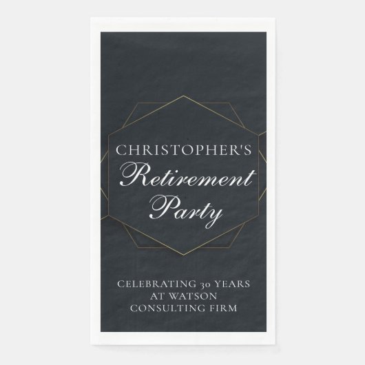 Elegant Retirement Party Customized Black Gold Servet (Voorkant)