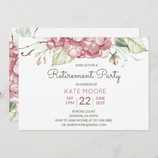 Elegant Retirement Party Floral Kaart (Voorkant / Achterkant)