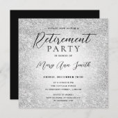 Elegant Retirement Party Glam Silver Glitter (Voorkant / Achterkant)