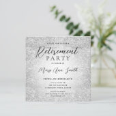 Elegant Retirement Party Glam Silver Glitter (Staand voorkant)