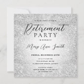 Elegant Retirement Party Glam Silver Glitter (Voorkant)