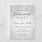 Elegant Retirement Party Glam Silver Glitter Kaart (Voorkant)