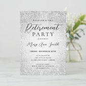 Elegant Retirement Party Glam Silver Glitter Kaart (Staand voorkant)