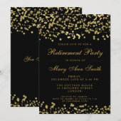 Elegant Retirement Party Gold Foil Confetti Kaart (Voorkant / Achterkant)