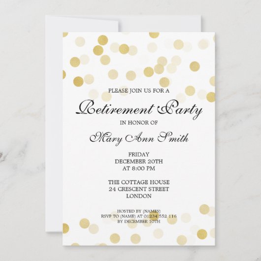 Elegant retirement Party Gold Foil Glitter Lights Kaart (Voorkant)