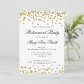 Elegant Retirement Party Gold Glitter Confetti Kaart (Staand voorkant)