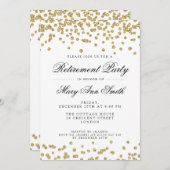 Elegant Retirement Party Gold Glitter Confetti Kaart (Voorkant / Achterkant)