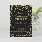 Elegant Retirement Party Gold Glitter Confetti Kaart (Staand voorkant)
