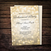 Elegant retirement Party Gold Glitter Lights Kaart