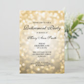 Elegant retirement Party Gold Glitter Lights Kaart (Staand voorkant)