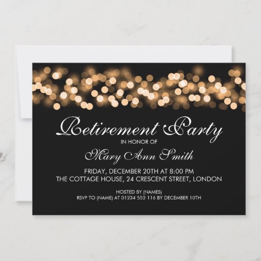 Elegant Retirement Party Gold Hollywood Glam Kaart (Voorkant)
