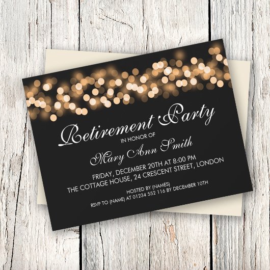 Elegant Retirement Party Gold Hollywood Glam Kaart