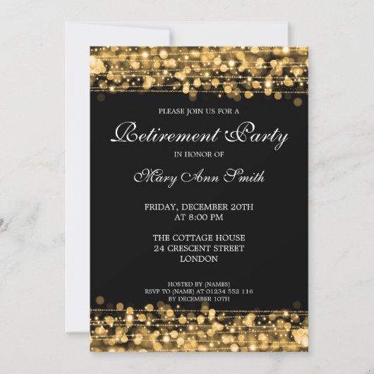 Elegant Retirement Party Gold Sparkles Kaart (Voorkant)