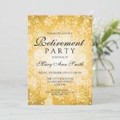 Elegant retirement Party Gold Winter Bokeh lampjes Kaart (Staand voorkant)