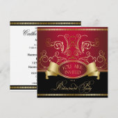 Elegant Retirement Party Invitation Red Gold Bl Kaart (Voorkant / Achterkant)