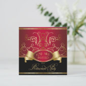 Elegant Retirement Party Invitation Red Gold Bl Kaart (Staand voorkant)