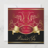Elegant Retirement Party Invitation Red Gold Bl Kaart (Voorkant)