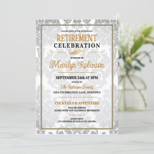 Elegant Retirement Party Kaart (Staand voorkant)