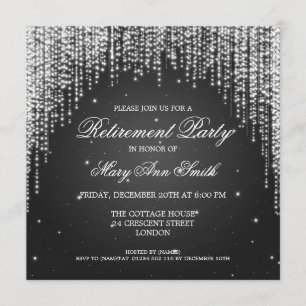 Elegant Retirement Party Night Dazzle Black Kaart
