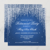 Elegant Retirement Party Night Dazzle Blue Kaart (Voorkant / Achterkant)