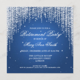 Elegant Retirement Party Night Dazzle Blue Kaart