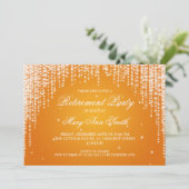 Elegant Retirement Party Night Dazzle Oranje Kaart (Staand voorkant)