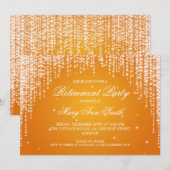 Elegant Retirement Party Night Dazzle Oranje Kaart (Voorkant / Achterkant)