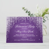 Elegant Retirement Party Night Dazzle Paars Kaart (Staand voorkant)