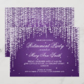 Elegant Retirement Party Night Dazzle Paars Kaart (Voorkant / Achterkant)