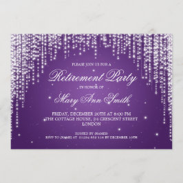 Elegant Retirement Party Night Dazzle Paars Kaart