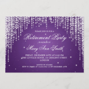Elegant Retirement Party Night Dazzle Paars Kaart