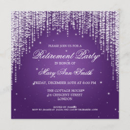 Elegant Retirement Party Night Dazzle Paars Kaart