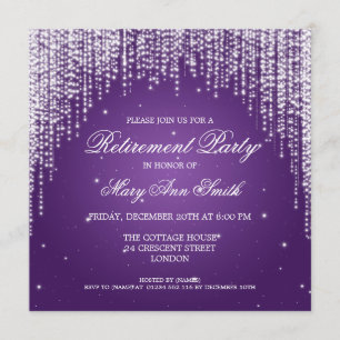 Elegant Retirement Party Night Dazzle Paars Kaart