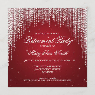 Elegant Retirement Party Night Dazzle Red Kaart
