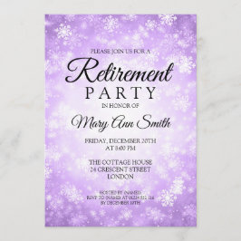 Elegant Retirement Party Paarse Winter Wonderland Kaart