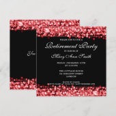 Elegant Retirement Party Red Sparkles Kaart (Voorkant / Achterkant)